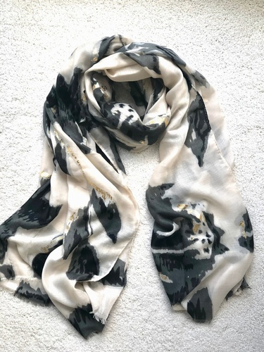 Blush Gold Glint Scarf Black Abstract Design