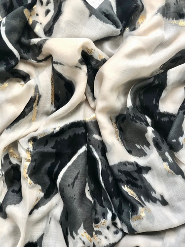 Blush Gold Glint Scarf Black Abstract Design