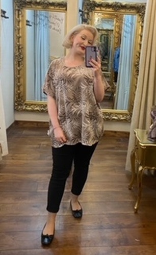 Lin Leaf Tee Beige