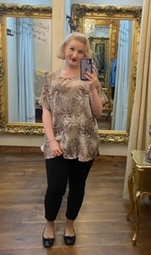 Lin Leaf Tee Beige