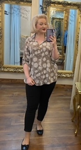 Linen Spot Top Beige
