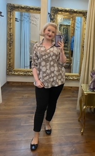 Linen Spot Top Beige