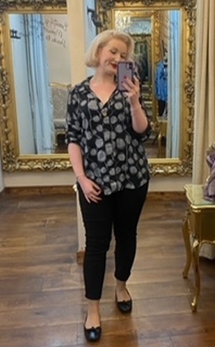 Linen Spot Top Black