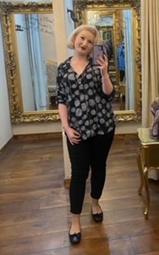 Linen Spot Top Black