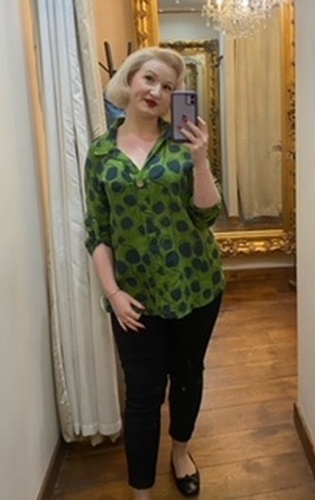 Linen Spot Top Green