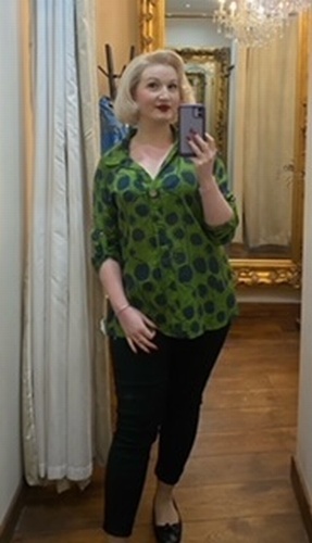 Linen Spot Top Green