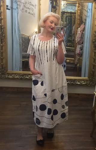 Lin Print Dress white