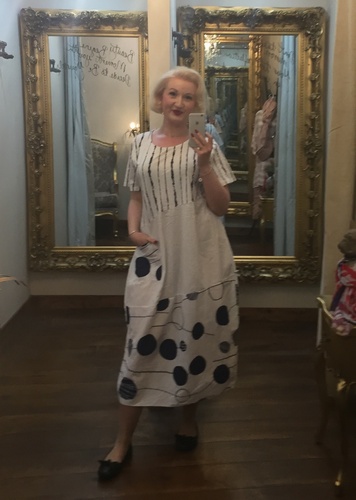 Lin Print Dress white
