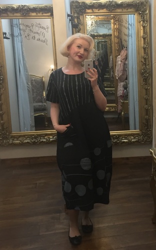 Lin Print Dress Black