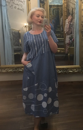 Lin Print Dress Blue