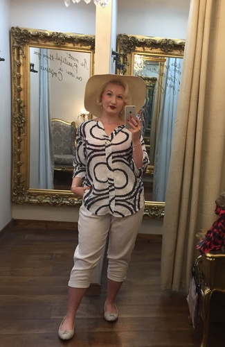 Print Button Top White/Navy