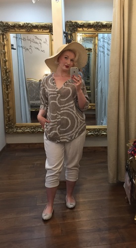 Print Button Top Taupe