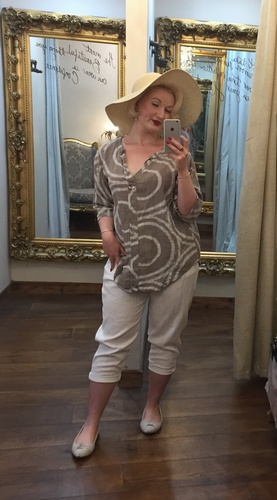 Print Button Top Taupe