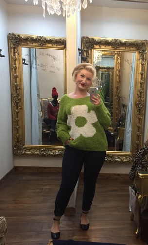 TJ Flower Knit Green