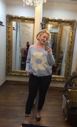 TJ Flower Knit Powder Blue