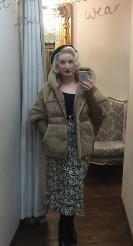 Faux Fur Cuff Jacket camel