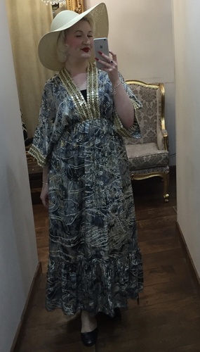 Indian Silk Dress Grey & Gold