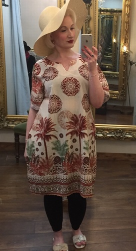 Mem Tunic Dress Beige & Red