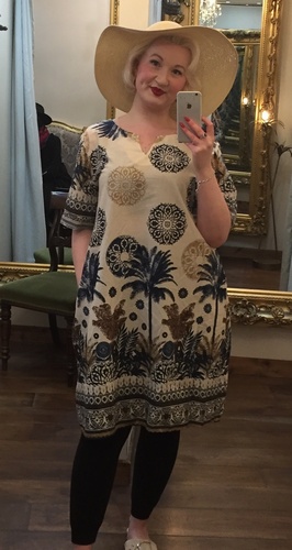 Mem Tunic Dress Beige & Navy