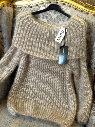 Off Shoulder Knit Dark Beige