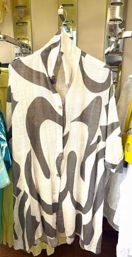 Long Linen Effect Shirt Strawberry