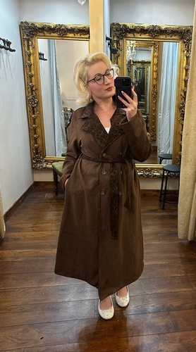 Leopard Collar Coat Chocolate