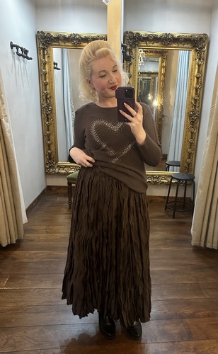 Pleated Skirt Brown