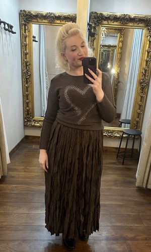 Pleated Skirt Brown