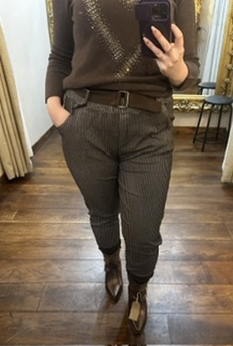Mem Stripe Trousers Dark Brown