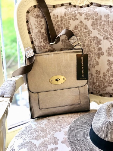 Cross Over Body Messenger Bag Metallic Pewter