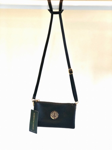 Designer Inspired Cross Over Body Purse Black