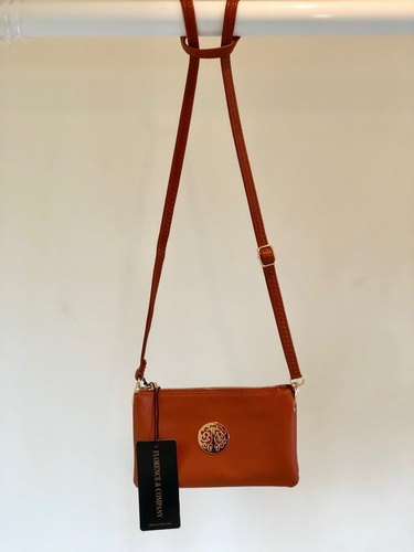Designer Inspired Cross Over Body  Purse  Tan