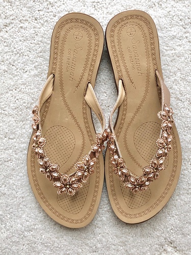 Rose gold jewel sandals sales