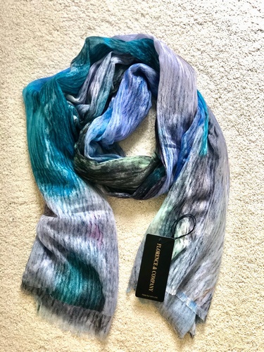 Mint Blues Scarf Touch of Orange