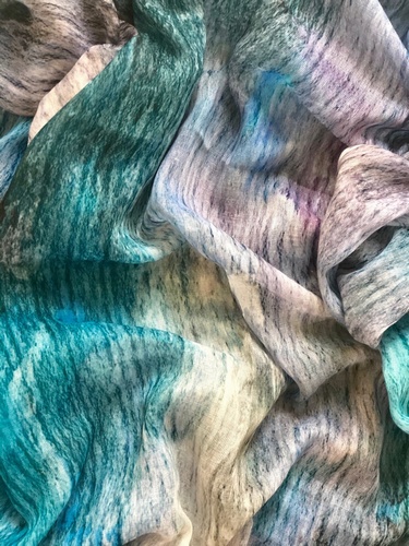 Mint Blues Scarf Touch of Orange