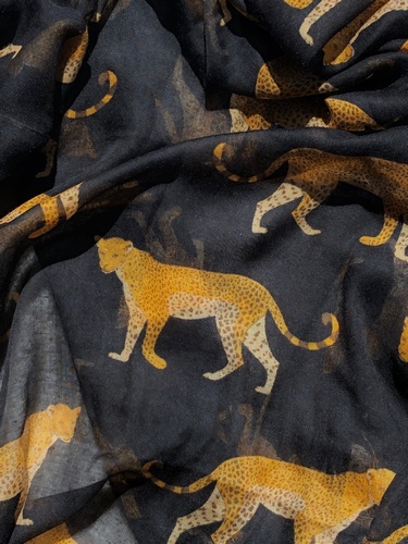 Leopard Design Scarf Black