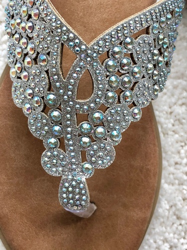 Toe Post Jeweled Sandal silver