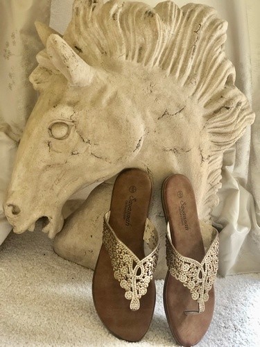 Toe Post Jeweled Sandal Gold