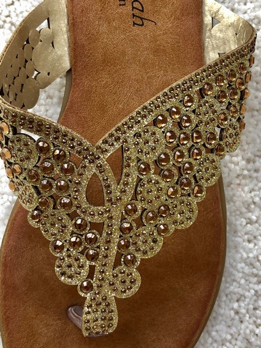 Toe Post Jeweled Sandal Gold