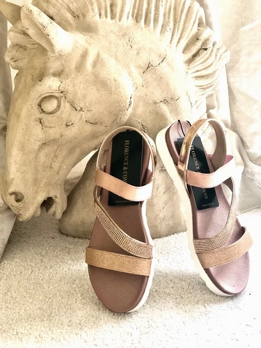 Gloria Elasticated Strape  Sandal Rose Gold
