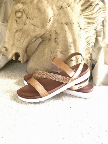 Gloria Elasticated Strape  Sandal Rose Gold
