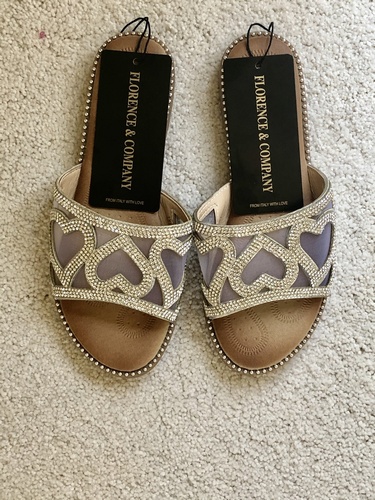 Slider Hearts Diamond Sandal Silver