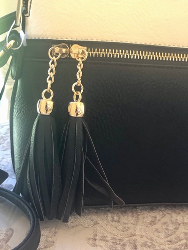 Tassle Crossover Bag off White & Black