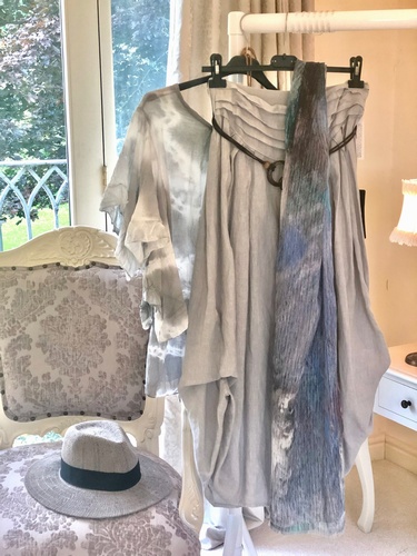 Hitched Sides 100% Linen Skirt Grey