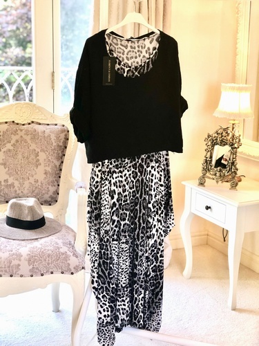Leopard Design Dress Grey/Black