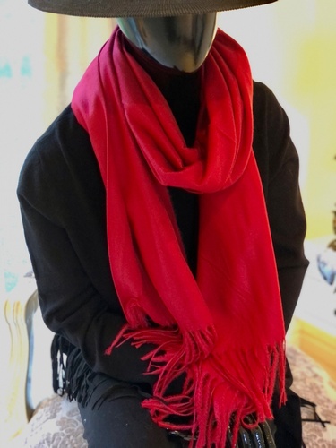 Soft Touch Blood Red Tassle  Scarf