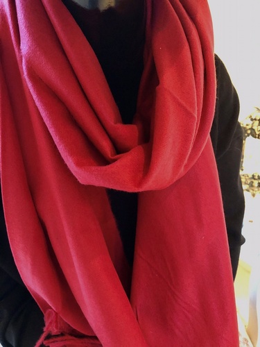 Soft Touch Blood Red Tassle  Scarf