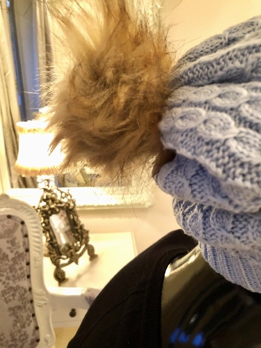 Knit Camel Pom Hat Grey