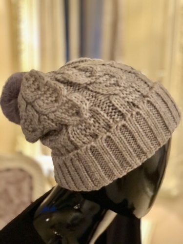 Heavy Knit Soft Pom Hat Grey