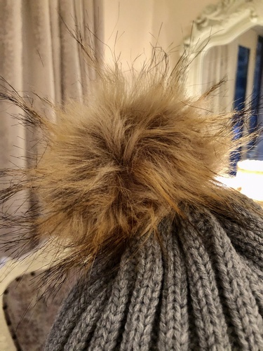Heavy Turn Up Pom Hat Grey